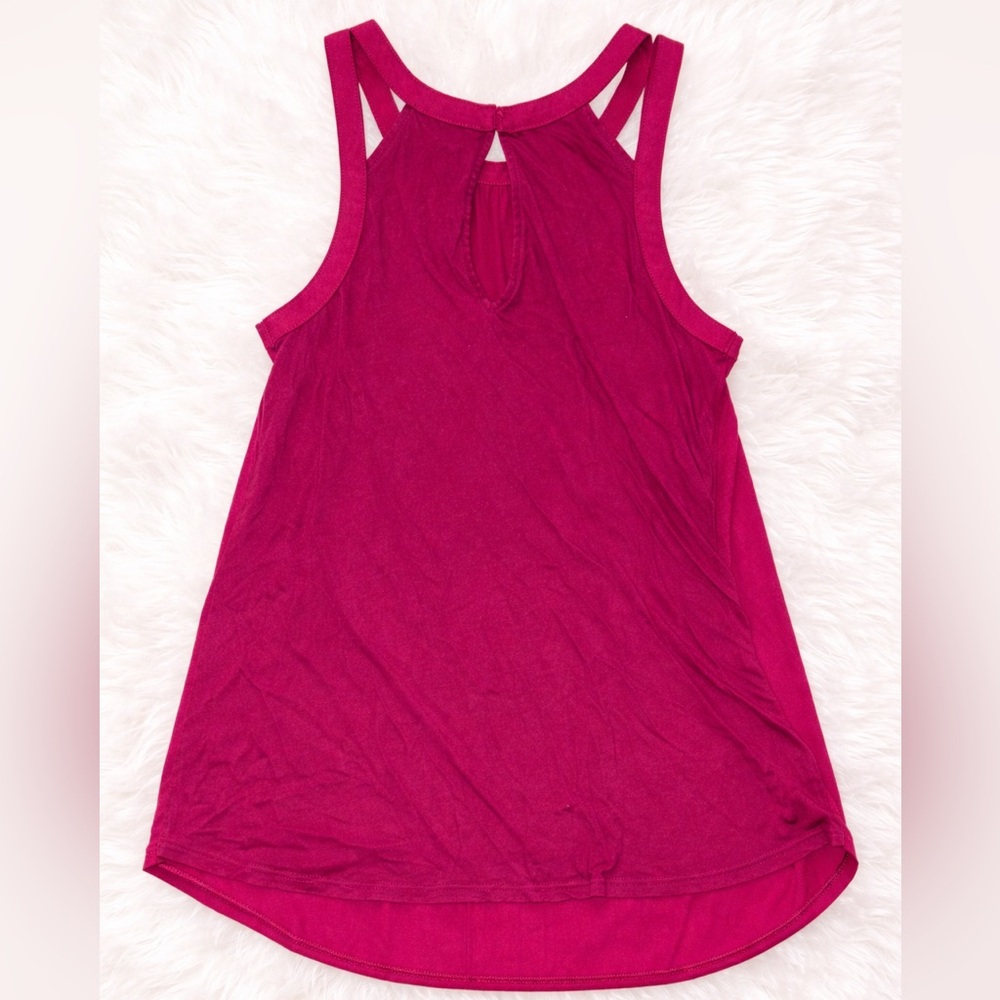 Express Pink High Neck Tank XS Keyhole Back Double Strap Flowy Top - Picture 2 of 3